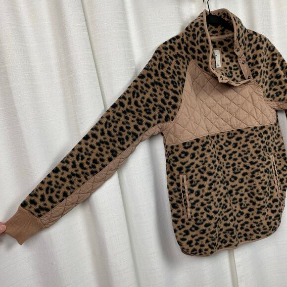 Abercrombie&Fitch Brown Leopard Print Sherpa Pullover Sz.S - Picture 8 of 14